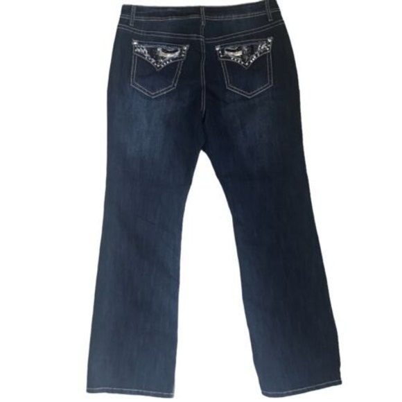 ND Weekend Bootcut Denim Jean Size 16 Rhinestone Sequin Bling NWOT Y2K 36x33 - Picture 2 of 11
